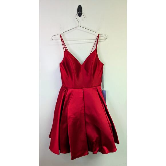 Alyce Paris Formal Dress 3764 Short V Neck Fit n Flare Homecoming HoCo Red 2 NWT - Picture 3 of 8
